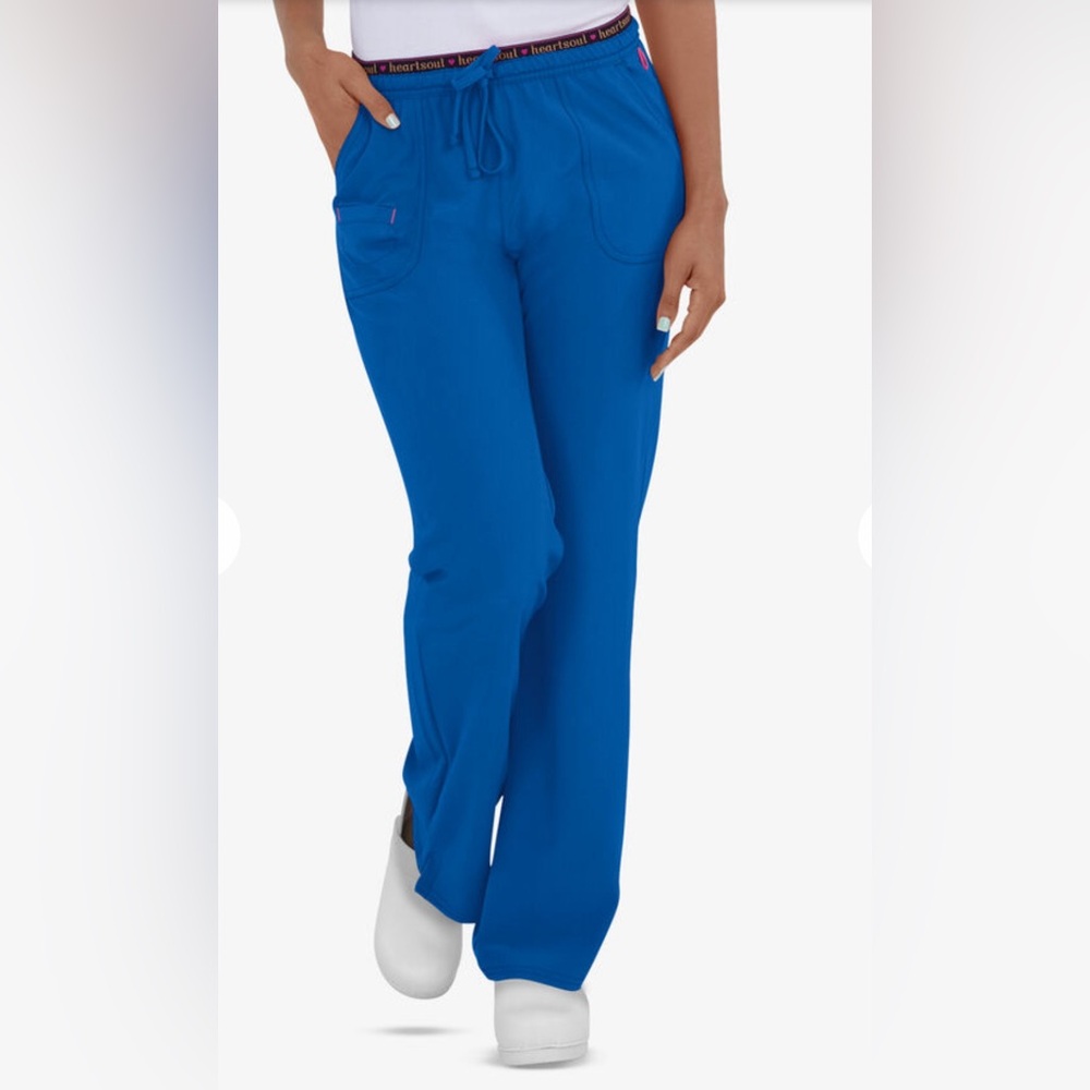 heartsoul Women's 4-Pocket STRETCH Elastic Scrub Pants Flare SZ Medium